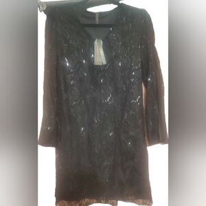 Black Lace Chiffon Evening Dress